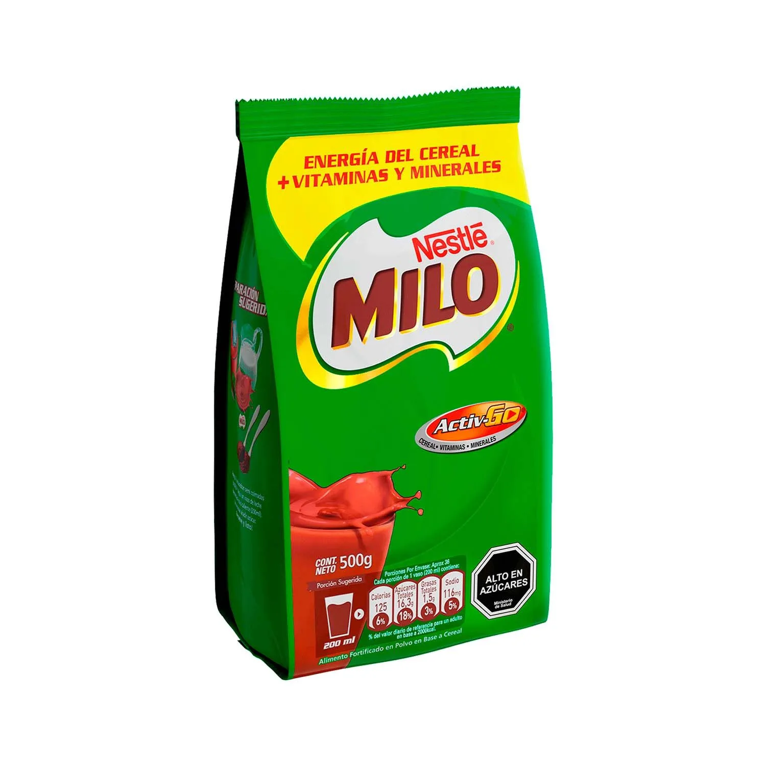 Saborizante Milo En Polvo Fortificado Sabor Chocolate Activ-go, 500gr.