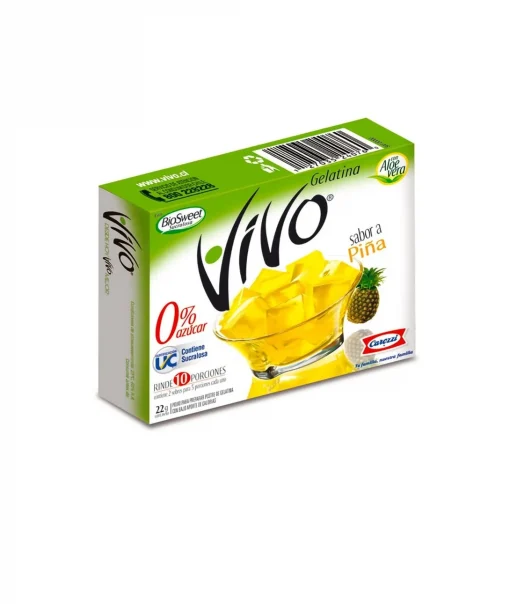 Gelatina Vivo 0% Azúcar Sabor Piña, 22g