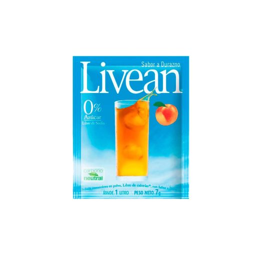 Jugo En Polvo Libre De Azúcar Livean Durazno 7 Gr.