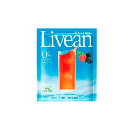 Jugo Livean Libre De Azúcar Polvo Sabor Berries, 7gr.