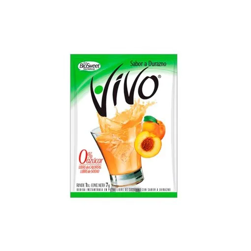 Jugo Vivo Libre De Azúcar Sabor Durazno, 7gr.