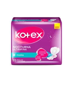 Toalla Higiénica Kotex Nocturna Con Malla, 15 Unid.