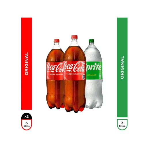 Tripack Bebidas, 2 Coca-cola Original 3lts.+1 Sprite 3lts.