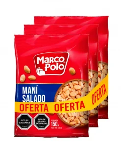 Pack Maní Salado Marco Polo 3 Unid. X 150g