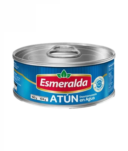 Atún Desmenuzado Esmeralda En Agua, 160g Neto (drenado 104g)