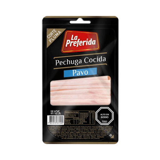 Pechuga De Pavo Cocida Corte Pluma La Preferida 125 Gr