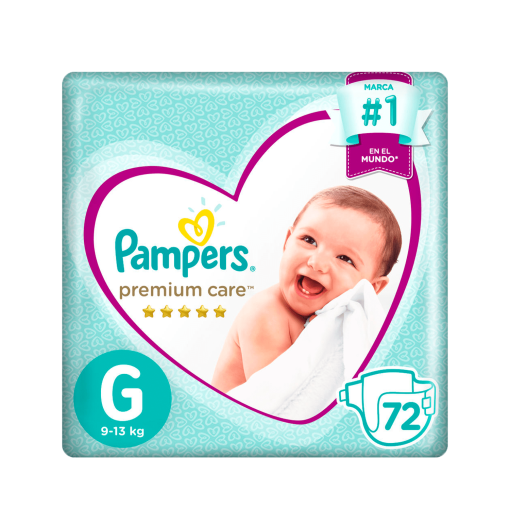 Pañales Pampers Premium Care Talla G 9 - 13 Kg 72 Und