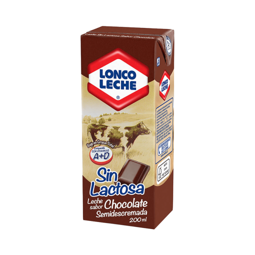 Leche Semidescremada Sin Lactosa Sabor A Chocolate Lonco 200 Ml