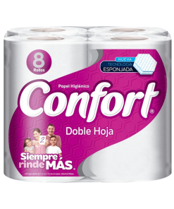Papel Higienico Confort Doble Hoja 8 Unidades X 40 Mt