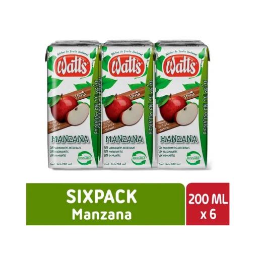 Néctar Watts Sabor Manzana, Pack 6 Unid. X 200cc.