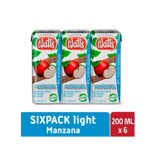 Néctar Watts Sabor Manzana Light, Pack 6 Unid. X 200cc.