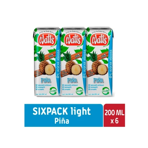 Néctar Watts Sabor Piña Light, Pack 6 Unid. X 200cc.