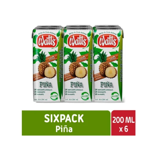 Néctar Watts Sabor Piña, Pack 6 Unid. X 200cc.