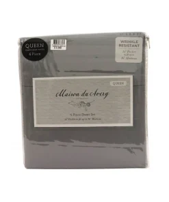 Sábanas Queen Maison Du Avery Color Gris 4 Piezas.
