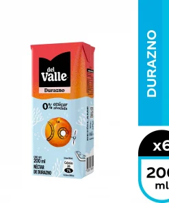 Néctar Del Valle Sabor Durazno 0% Azúcar, Pack 6 Unid. X 200cc. Néctar Del Valle Sabor Durazno 0% Azúcar, Pack 6 Unid. X 200cc.