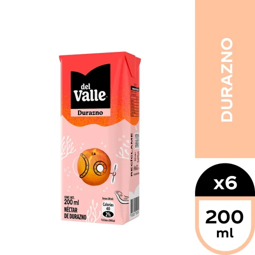 Néctar Del Valle Sabor Durazno, Pack 6 Unid X 200cc.