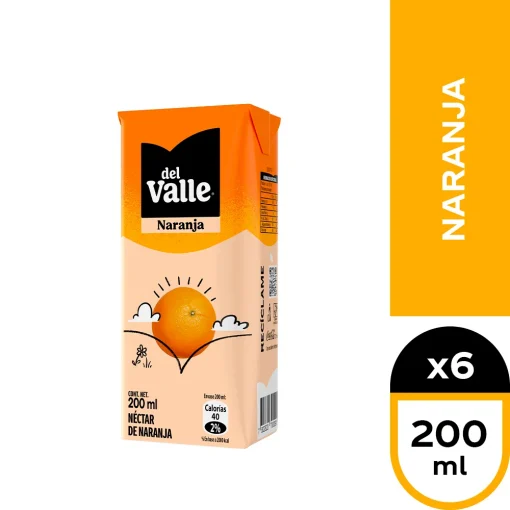 Néctar Del Valle Sabor Naranja, Pack 6 Unid. X 200cc.