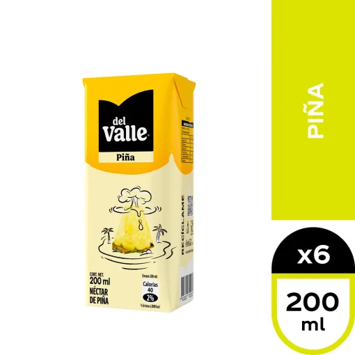 Néctar Del Valle Sabor Piña, Pack 6 Unid. X 200cc.