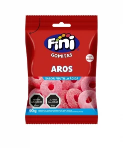 Gomitas ácidas Fini Sabor Frutilla En Aros, 90g Gomitas ácidas Fini Sabor Frutilla En Aros, 90g