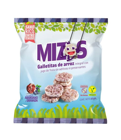 Galletas De Arroz De Arándano Y Granada Mizos, 16grs.