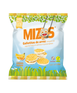 Galletas De Arroz Sabor Naranja Plátano Mizos, 16grs.