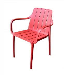 Silla De Terraza Con Brazos Color Rojo (modelo R19152-1) Silla De Terraza Con Brazos Color Rojo (modelo R19152-1)