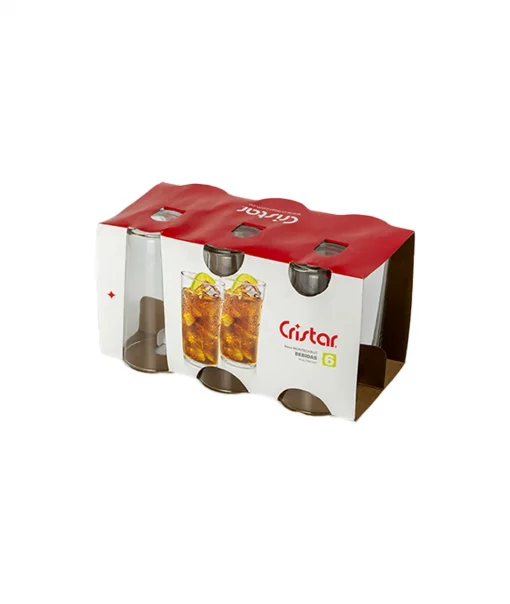 Set De Vasos De Vidrio Montecarlo Cristar, 6 Unid. X 355cc.