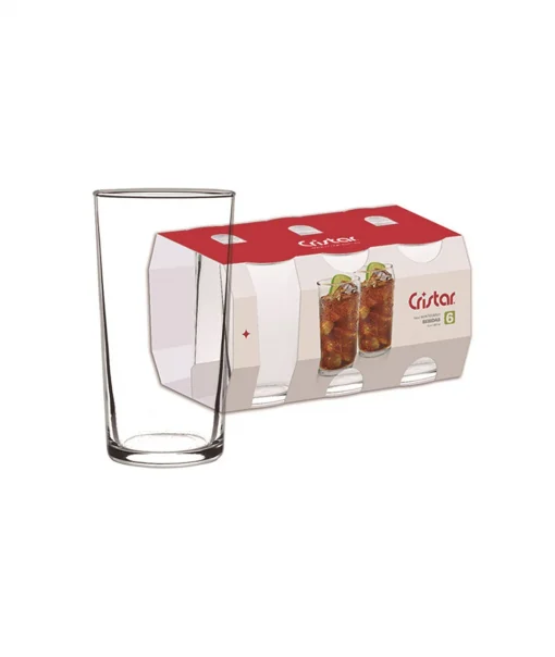 Set De Vasos De Vidrio Montecarlo Cristar, 6 Unid. X 355cc.