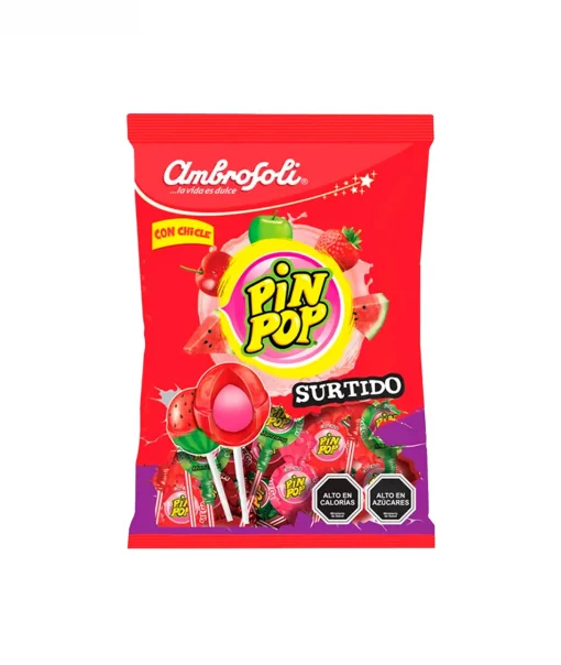 Pin Pop Con Chicle Surtidos Ambrosoli Bolsa, 24 Unid.