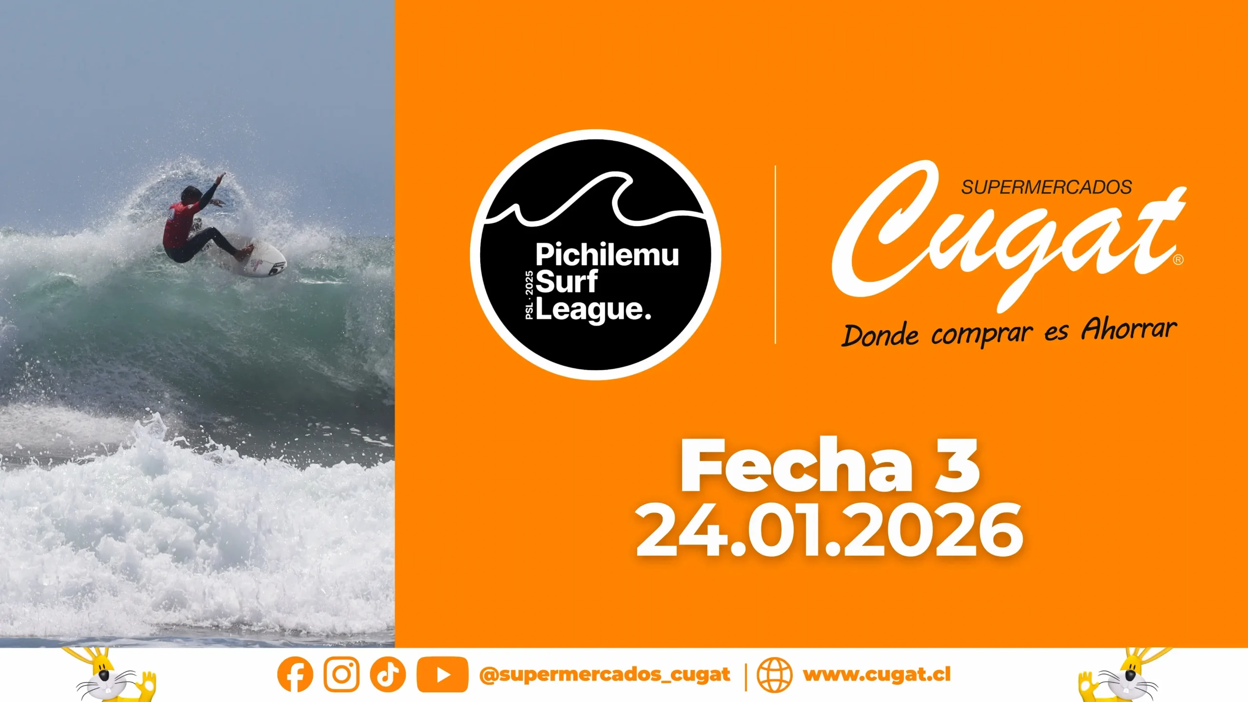 🏄‍♂️🌊 Tercera Fecha de la Pichilemu Surf League🤝 by Supermercados Cugat 🛒