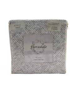 Sábanas King Brooklyn Stripe Herringbone Floradale 4 Piezas.