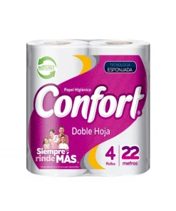 Papel Higiénico Confort Doble Hoja, 4 Unid. X 22mt.