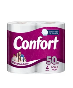 Papel Higiénico Confort Doble Hoja 4 Rollos De 50mt.