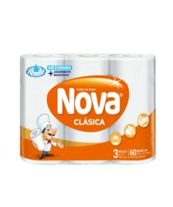 Toalla De Papel Nova Clásica Doble Hoja 3unid. De 12mt.