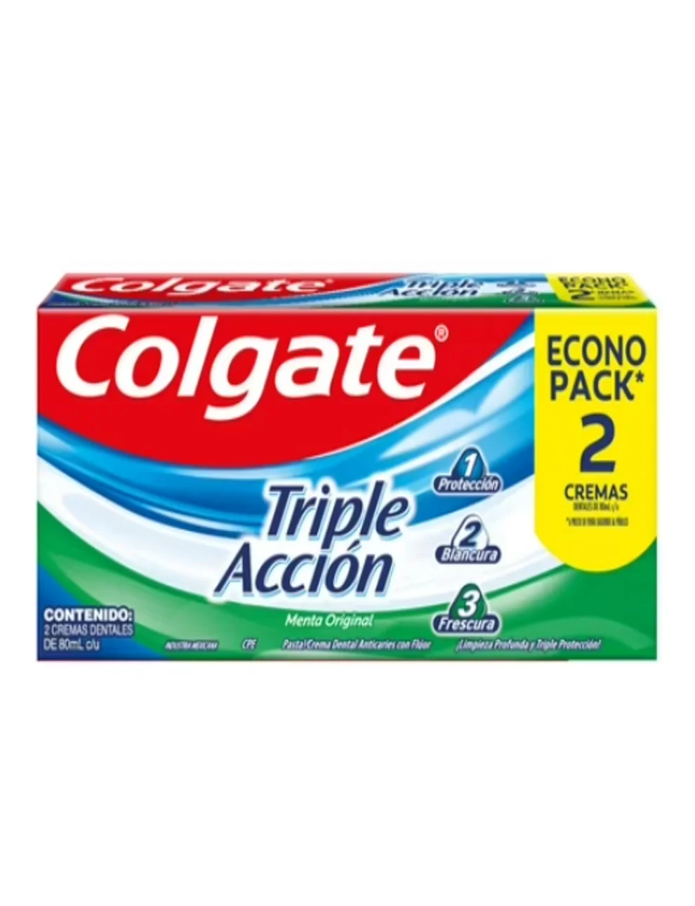 Crema Dental Colgate Triple Action 2 X 80ml, 160 Ml. Crema Dental Colgate Triple Action 2 X 80ml, 160 Ml.