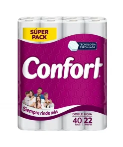 Papel Higiénico Confort Doble Hoja De 22 Metros X 40unid.
