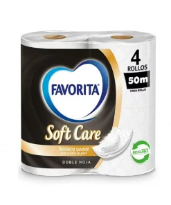 Papel Higiénico Favorita Soft Care Doble Hoja 50 Mts. X 4 Unid.