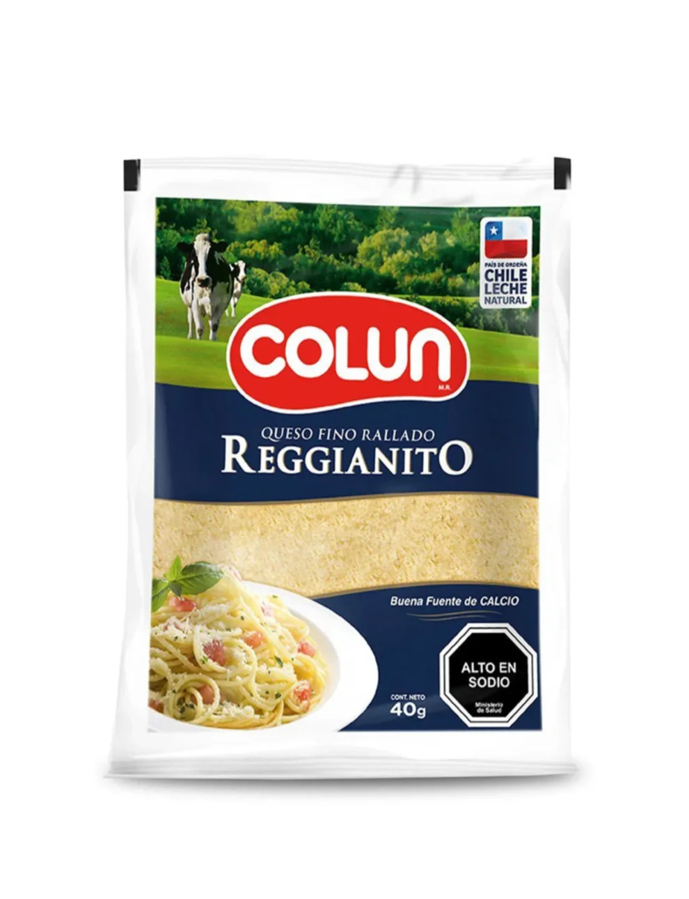 Queso Fino Rallado Reggianito Colun Sobre, 40g. Queso Fino Rallado Reggianito Colun Sobre, 40g.