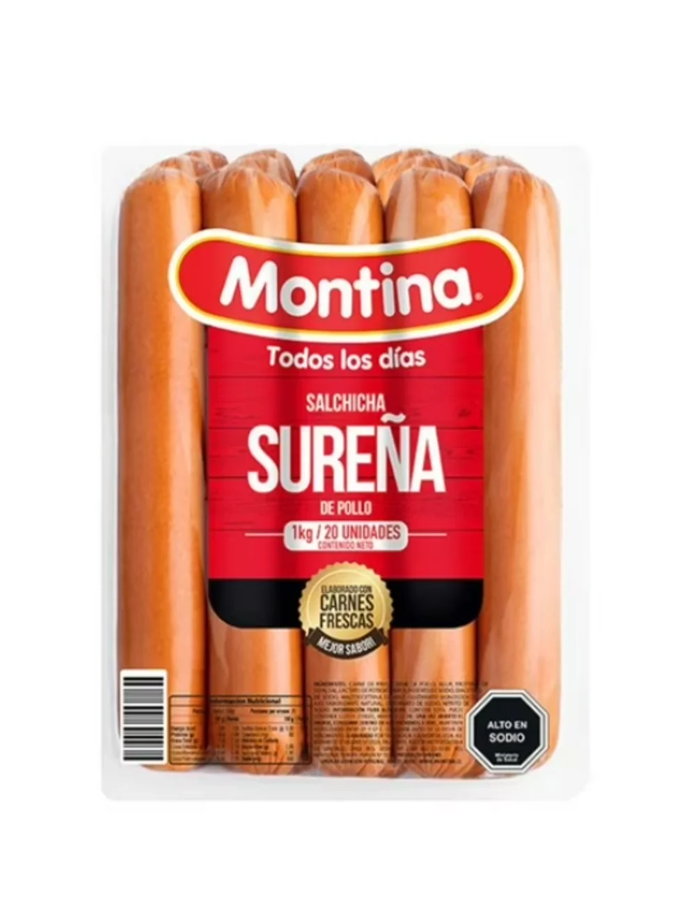 Salchicha Sureña De Pollo Montina 20 Unid, 1 Kg. Salchicha Sureña De Pollo Montina 20 Unid, 1 Kg.