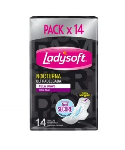 Toallas Higiénicas Ladysoft Nocturna Ultradelgada Tela Suave, 14 Unid.