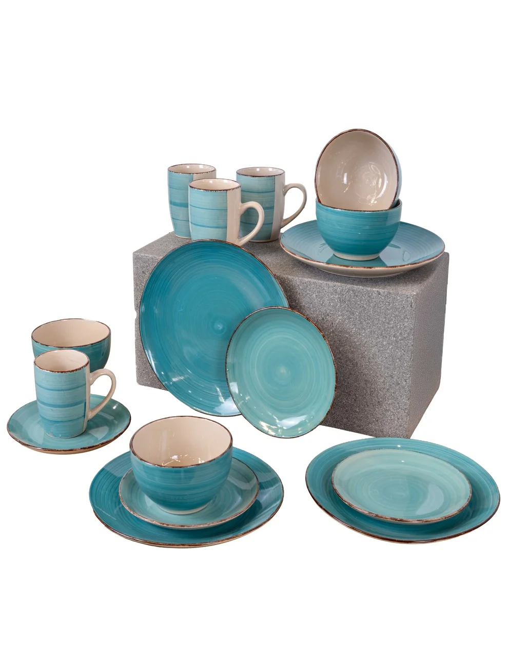 Juego De Vajilla Estilo Azul Y Blanco, 16 Pcs.
