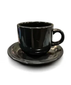 Set De Tazas Con Platillo Esmaltado, 350cc X 6 Unid.
