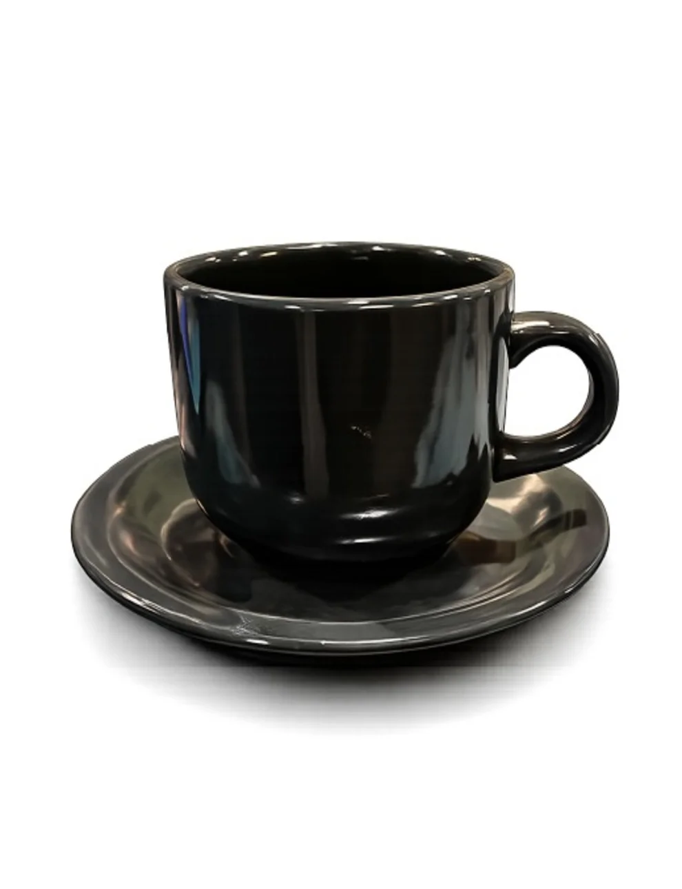 Set De Tazas Con Platillo Esmaltado, 350cc X 6 Unid.