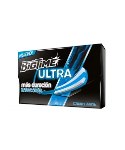 Chicle Bigtime Ultra Clean Mint Sin Azúcar De Arcor, 12 Un. X 24g