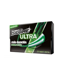 Chicle Bigtime Ultra Green Mint Sin Azúcar De Arcor, 12 Un. X 24g