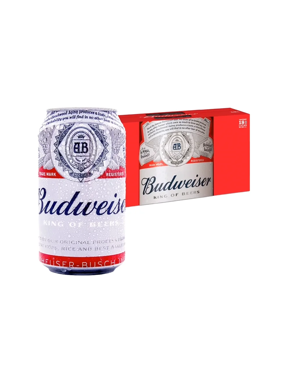 Cerveza Budweiser 5°, Pack Lata 354cc X 18unid. Cerveza Budweiser 5°, Pack Lata 354cc X 18unid.