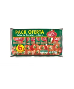 Salsa De Tomate Italiana San Remo, Pack De 6 Unid. X 200g