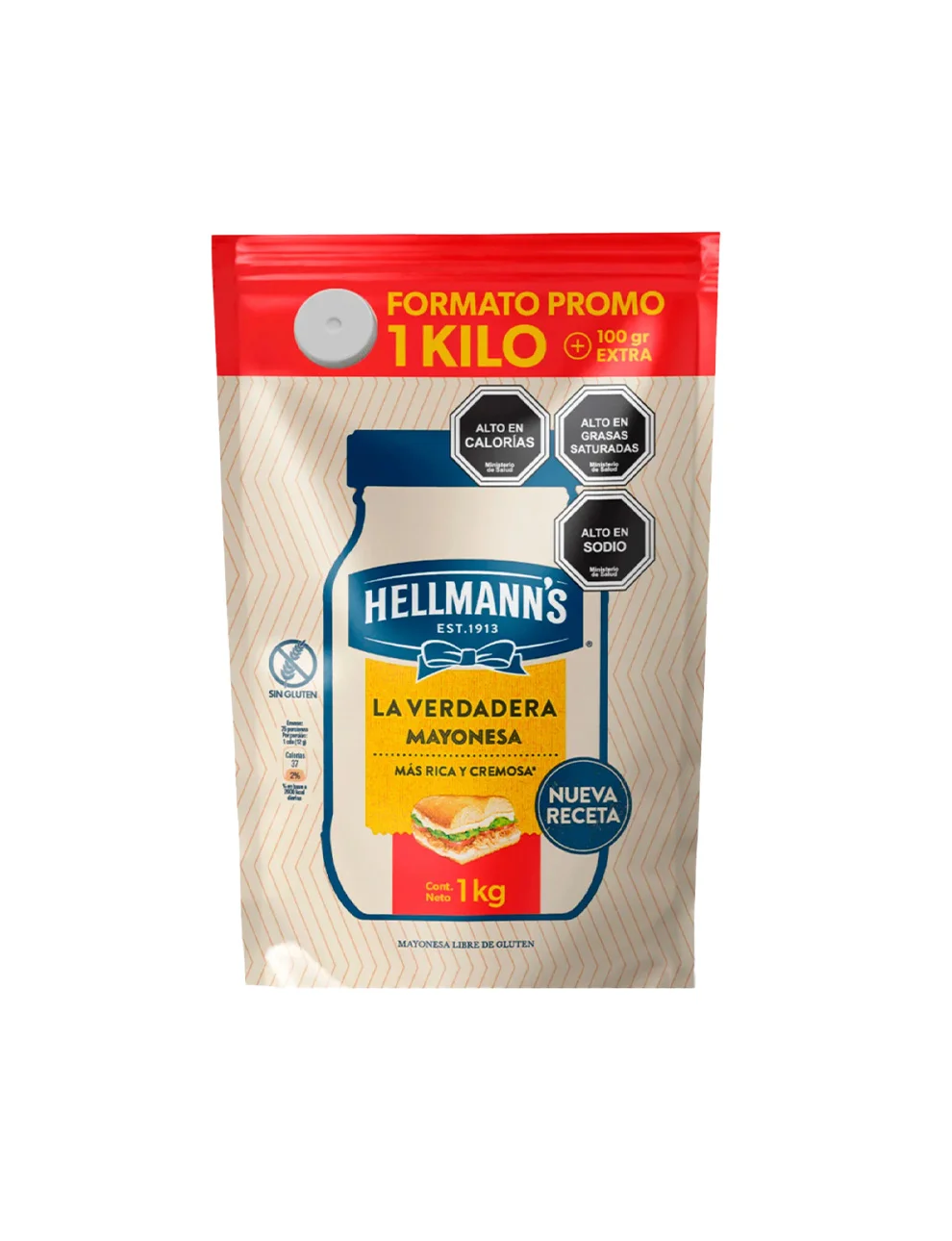 Mayonesa Hellmanns Regular Doypack, 1 Kg Mayonesa Hellmanns Regular Doypack, 1 Kg