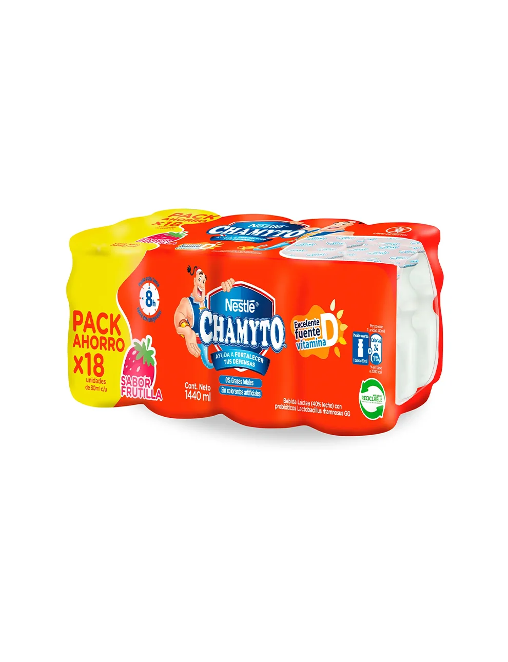 Bebida Láctea Con Probióticos Chamyto Sabor Frutilla, Pack De 18un. X 80ml Bebida Láctea Con Probióticos Chamyto Sabor Frutilla, Pack De 18un. X 80ml