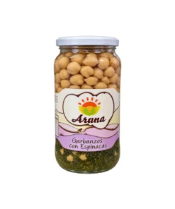 Garbanzos Cocidos Con Espinacas Aruna Frasco 540g Neto (drenado 400g)